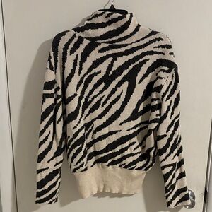 Lush Black and Cream Zebra Turtleneck Sweater